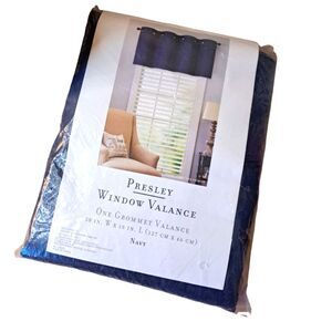 Presley Window Valance - One Navy Window Curtain Luxurious Oversized Grommet Top